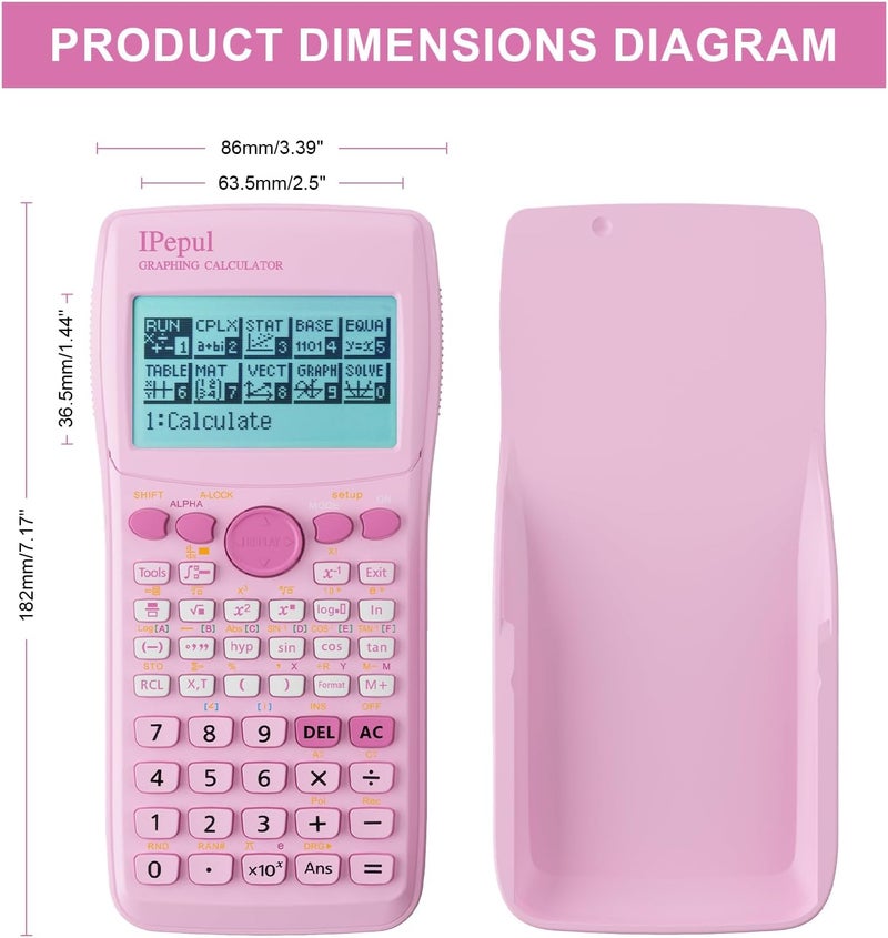 iPepul Graphing Calculator, Scientific Calculators 10 Modes /4 Graphing Functions,Desktop Math Calculator for College Students,School Supplies for Middle High School Teachers Office（Pink） - Image 2